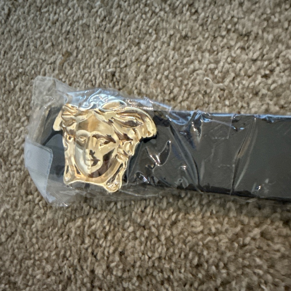 Versace Black and Gold Medusa Belt